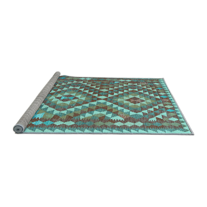 Sideview of Machine Washable Southwestern Light Blue Country Rug, wshcon683lblu