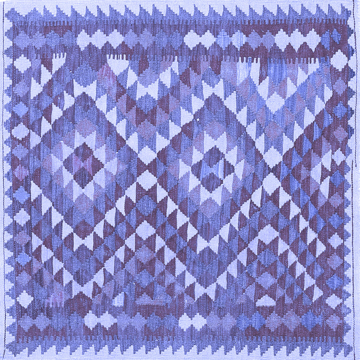 Square Machine Washable Southwestern Blue Country Rug, wshcon683blu