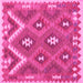 Square Machine Washable Southwestern Pink Country Rug, wshcon684pnk