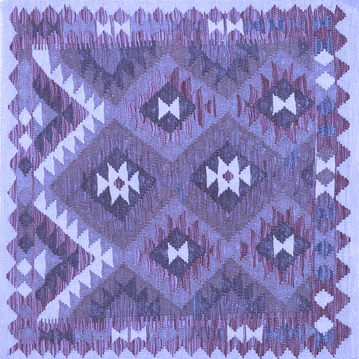 Square Machine Washable Southwestern Blue Country Rug, wshcon684blu
