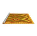 Sideview of Machine Washable Southwestern Yellow Country Rug, wshcon684yw