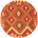 Square Southwestern Orange Country Rug, con684org