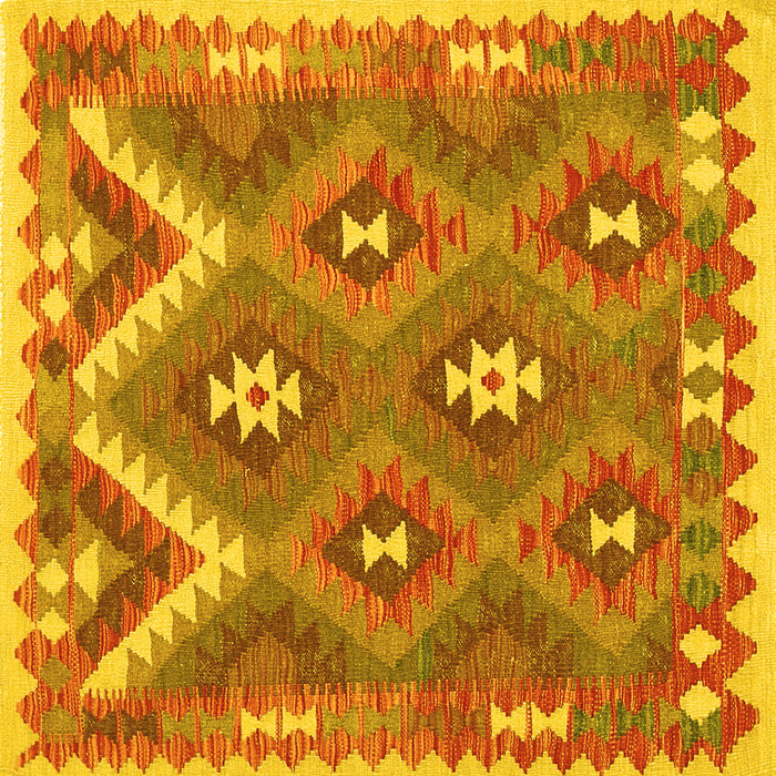 Square Southwestern Yellow Country Rug, con684yw