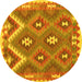 Round Southwestern Yellow Country Rug, con684yw