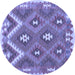 Round Machine Washable Southwestern Blue Country Rug, wshcon684blu