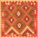 Round Machine Washable Southwestern Orange Country Area Rugs, wshcon684org