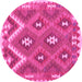 Round Machine Washable Southwestern Pink Country Rug, wshcon684pnk