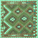 Square Southwestern Turquoise Country Rug, con684turq