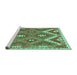 Sideview of Machine Washable Southwestern Turquoise Country Area Rugs, wshcon684turq