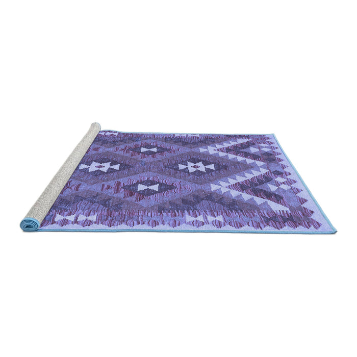 Sideview of Machine Washable Southwestern Blue Country Rug, wshcon684blu