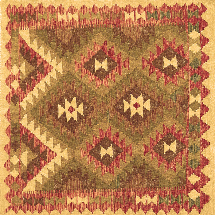 Square Southwestern Brown Country Rug, con684brn