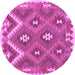 Round Machine Washable Southwestern Purple Country Area Rugs, wshcon684pur