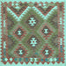 Square Southwestern Light Blue Country Rug, con684lblu