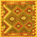 Square Machine Washable Southwestern Yellow Country Rug, wshcon684yw
