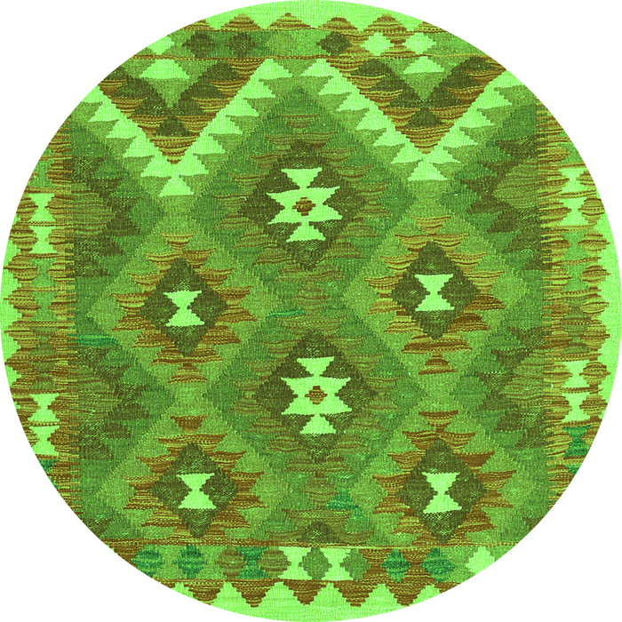Square Southwestern Green Country Rug, con684grn