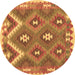 Round Machine Washable Southwestern Brown Country Rug, wshcon684brn