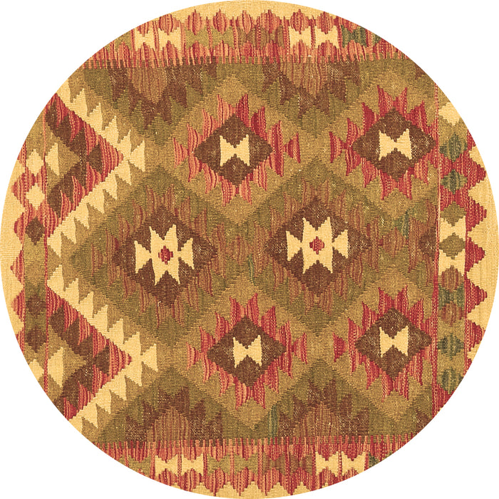 Round Southwestern Brown Country Rug, con684brn