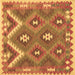 Square Machine Washable Southwestern Brown Country Rug, wshcon684brn