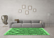 Machine Washable Southwestern Emerald Green Country Area Rugs in a Living Room,, wshcon684emgrn