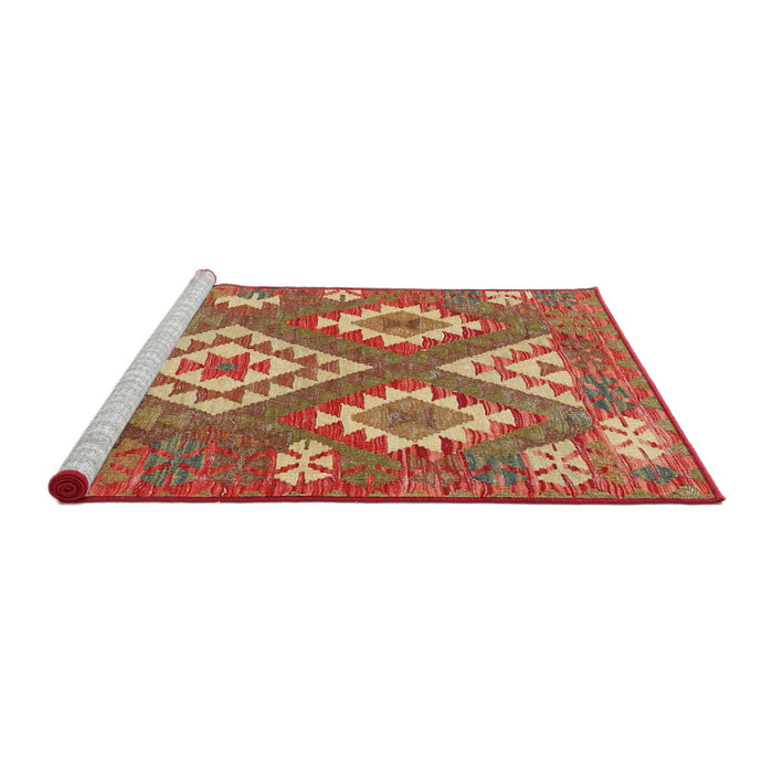 Serging Thickness of Machine Washable Contemporary Red Rug, wshcon685