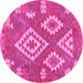 Round Southwestern Pink Country Rug, con685pnk