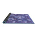 Sideview of Southwestern Blue Country Rug, con685blu