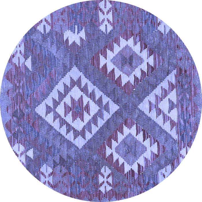 Round Southwestern Blue Country Rug, con685blu