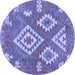 Round Southwestern Blue Country Rug, con685blu