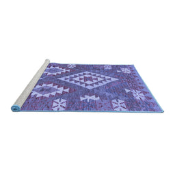 Sideview of Machine Washable Southwestern Blue Country Rug, wshcon685blu