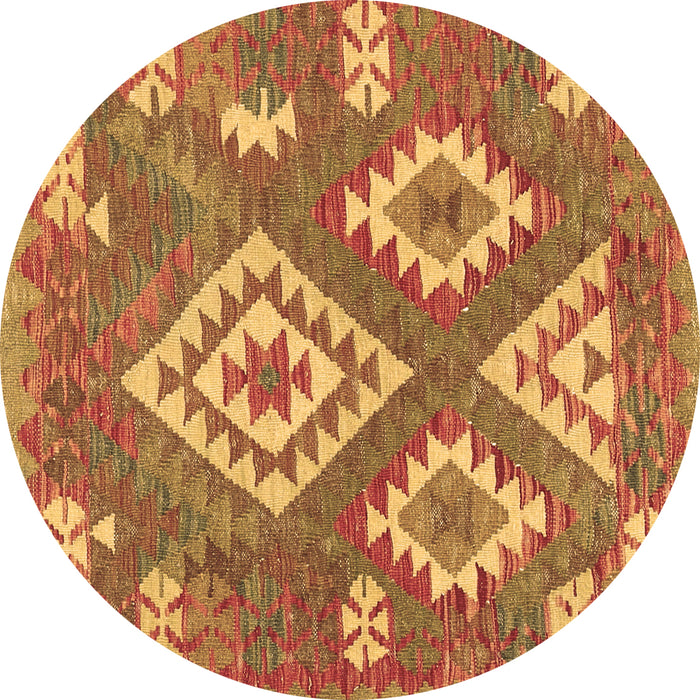 Round Southwestern Brown Country Rug, con685brn