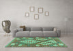 Machine Washable Southwestern Turquoise Country Area Rugs in a Living Room,, wshcon685turq