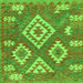 Round Machine Washable Southwestern Green Country Area Rugs, wshcon685grn