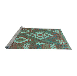 Sideview of Machine Washable Southwestern Light Blue Country Rug, wshcon685lblu