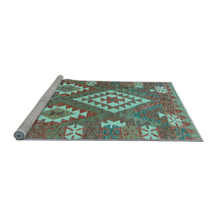Sideview of Machine Washable Southwestern Light Blue Country Rug, wshcon685lblu