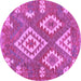 Round Southwestern Purple Country Rug, con685pur