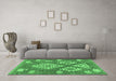 Machine Washable Southwestern Emerald Green Country Area Rugs in a Living Room,, wshcon685emgrn