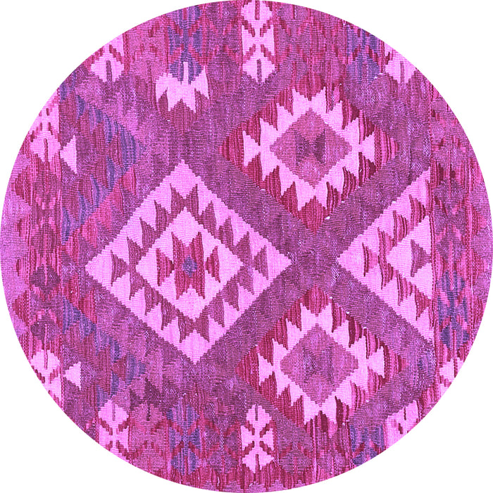 Round Machine Washable Southwestern Purple Country Area Rugs, wshcon685pur