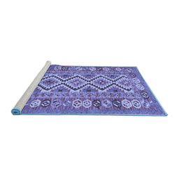 Sideview of Machine Washable Southwestern Blue Country Rug, wshcon686blu
