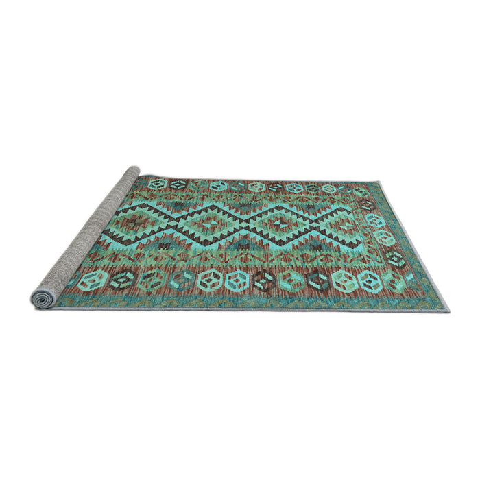 Sideview of Machine Washable Southwestern Light Blue Country Rug, wshcon686lblu
