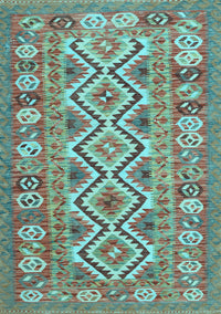 Southwestern Light Blue Country Rug, con686lblu