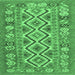 Square Machine Washable Southwestern Emerald Green Country Area Rugs, wshcon686emgrn