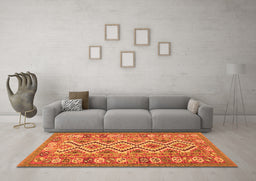 Machine Washable Southwestern Orange Country Area Rugs in a Living Room, wshcon686org