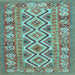 Square Southwestern Light Blue Country Rug, con686lblu