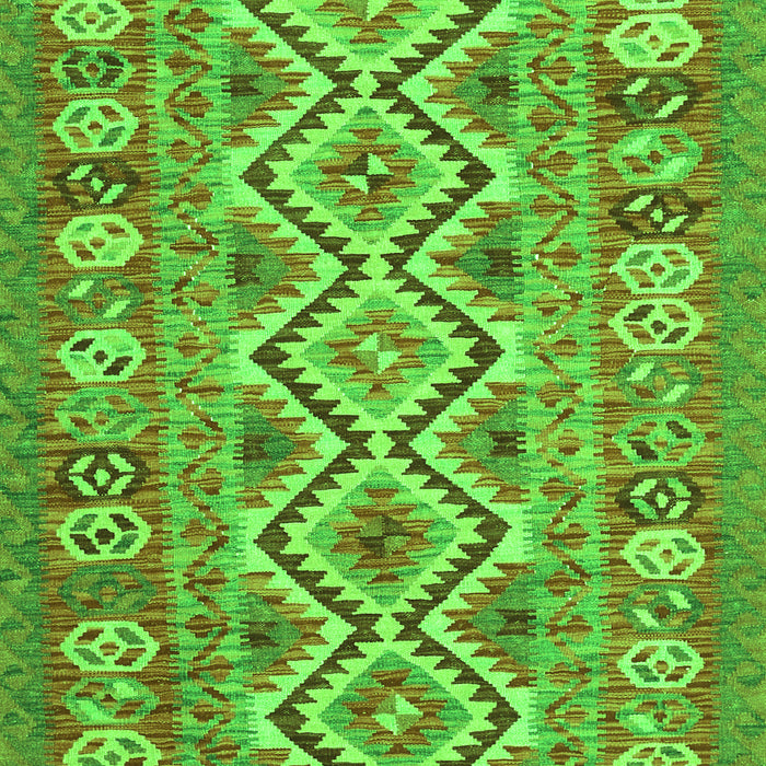 Serging Thickness of Machine Washable Southwestern Green Country Area Rugs, wshcon686grn