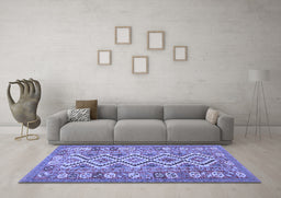Machine Washable Southwestern Blue Country Rug in a Living Room, wshcon686blu