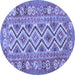 Round Southwestern Blue Country Rug, con686blu