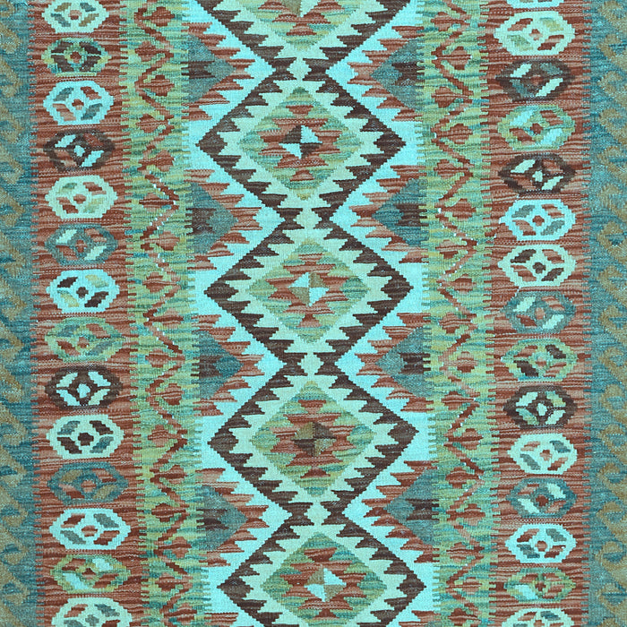 Machine Washable Southwestern Light Blue Country Rug, wshcon686lblu