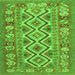 Round Machine Washable Southwestern Green Country Area Rugs, wshcon686grn