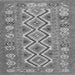 Round Machine Washable Southwestern Gray Country Rug, wshcon686gry