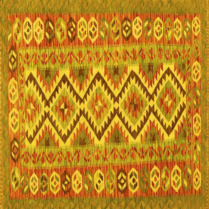 Square Southwestern Yellow Country Rug, con686yw